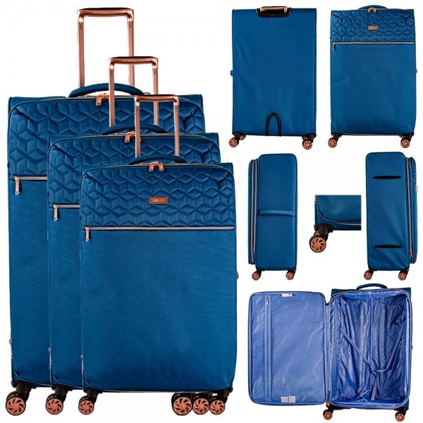 EA-7015 DENIM BLUE LIGHTWEIGHT SET OF 3 TRAVEL TROLLEY SUITCASES