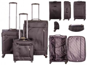 7004 BLACK/GREY LIGHTWEIGHT SET OF 3 TRAVEL TROLLEY SUITCASES