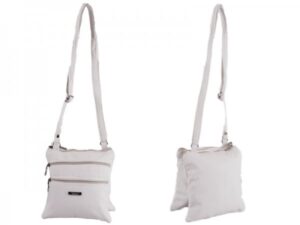 5860 WHITE SMALL TWIN SECTION PU BAG WTH 4 ZIPS