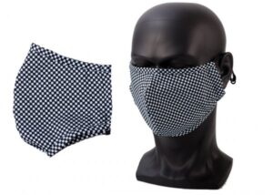 ANTI-DUST 100% PURE COTTON MASK FACE COVER UNISE BLK/WHITE CHEC