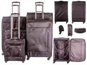 7004 BLACK/GREY LIGHTWEIGHT SET OF 5 TRAVEL TROLLEY SUITCASES