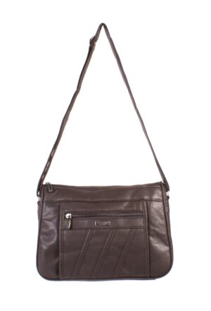 5862 PU TWIN TOP ZIP BAG WTH BK & FRNT ZIP DARK BROWN