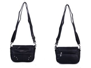 5869 BLACK PU X BODY SML FLAP HANDBAG