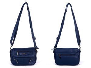 5869 NAVY PU X BODY SML FLAP HANDBAG