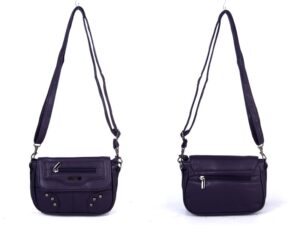 5869 PURPLE PU X BODY SML FLAP HANDBAG
