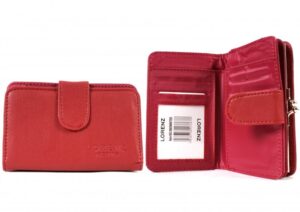 5905 WINTER RED LEATHER GRAIN PU PURSE, ZIP AND WALLET SECTION