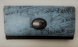 6214 BLUE LORENZ FLAP OVER PURSE WITH WRITING
