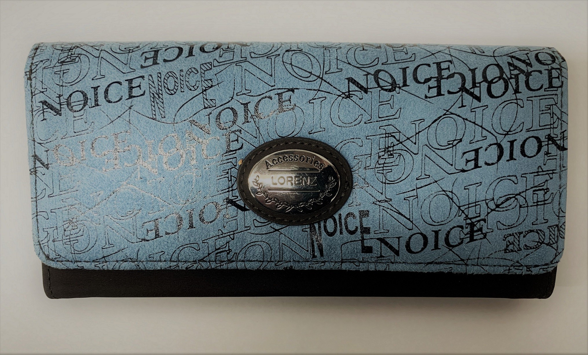 6214 BLUE LORENZ FLAP OVER PURSE WITH WRITING