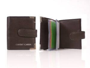 7310 BROWN GRAINED PU 20 LEAF C.CARD CASE WITH TAP