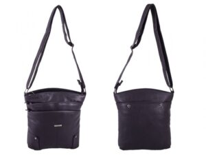 5876 LEATHER GRN PU TWIN TOP ZIP BAG, 4 ZIPPED POCKETS PURPLE