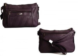 5862 PLUM PU TWIN TOP ZIP BAG WTH BK & FRNT ZIPS