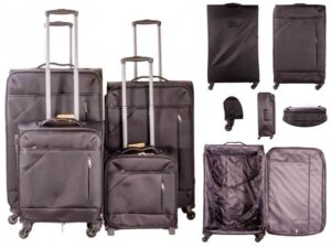 7004 BLACK/GREY LIGHTWEIGHT SET OF 4 TRAVEL TROLLEY SUITCASES