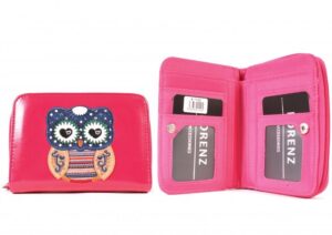 7100 OWL CERISE ZIP ROUND PU PURSE WITH WALLET SECTION & OWL