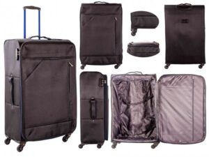 7004 BLACK/NAVY 32'' LIGHTWEIGHT TRAVEL TROLLEY SUITCASE