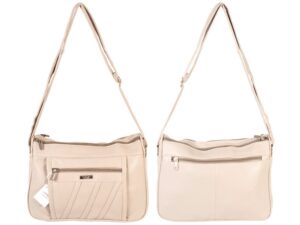 5862 PU TWIN TOP ZIP BAG WITH BK & FRONT ZIP TAUPE