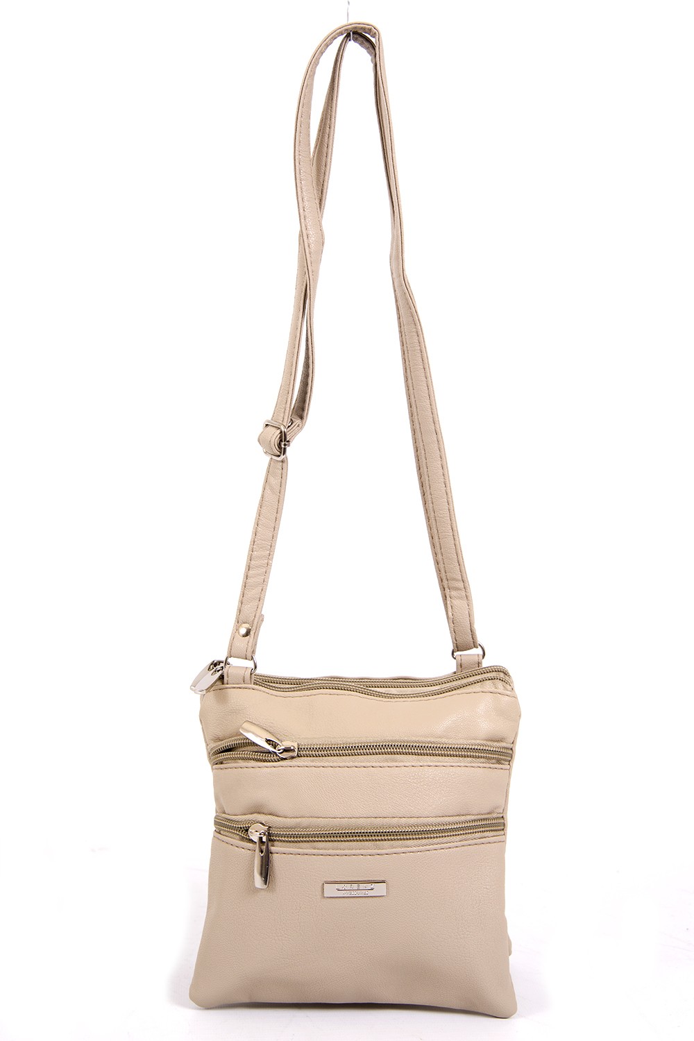 5860 TAUPE SMALL TWIN SECTION PU BAG WTH 4 ZIPS