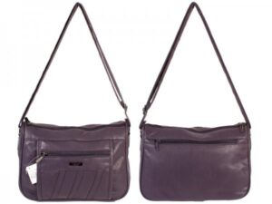 5862 PU TWIN TOP ZIP BAG WITH BK & FRNT ZIP PLUM