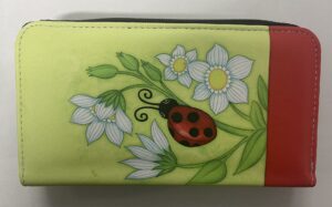 7097 RFID PURSE RED LADYBIRD WITH FLOWERS