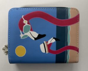 7095 SMALL RFID PURSE WITH FLAMINGOS ON THE BEACH