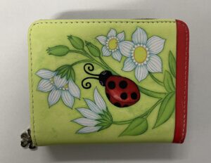 7095 SMALL RFID PURSE RED LADYBIRD WITH FLOWERS