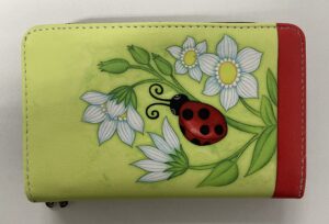 7096 MEDIUM SIZED RFID PURSE RED LADYBIRD WITH FLOWERS