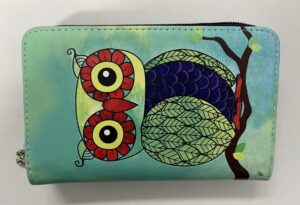 7096 MEDIUM SIZED RFID PURSE GREEN OWL