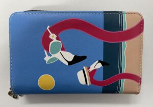 7096 MEDIUM SIZED RFID PURSE WITH FLAMINGOS ON THE BEACH
