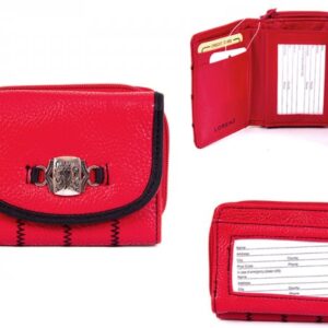 7564 RED GRND PU ZIP RND PRSE WTH FLP. PPKT . PLAQ