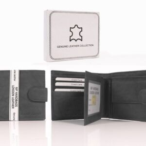 022 BLACK LONDON LEATHER RFID WALLET