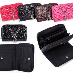 PU-30 BLACK PU PURSE W/ CONCERTINA ZIP