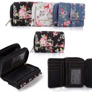 PU-40 BLACK 2 ZIP PURSE W/ CREDIT CARD HOLSTERS