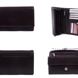 1055-D.BROWN Lng Multi Sft C.Nappa Flapover Prse, 2 Zips