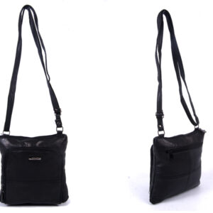 1902 BLACK X-BDY S.NAPPA BAG, TOP ZIP, FRNT ZIP RND P