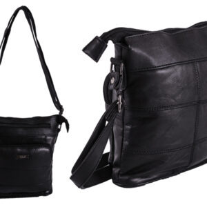 1905 BLACK S.NAPPA X-BDY TOP ZIP BAG WITH 2 FRONT