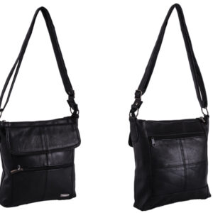 1906 BLACK S.NAPPA TOP ZIP BAG, WT 2 ZIPS & FRNT FLAP P