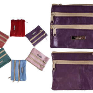 1936 PURPLE BRIGHT S.NAPPA PURSE WT 4 ZIPS & KEYRING