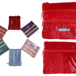 1936 RED BRIGHT S.NAPPA PURSE WT 4 ZIPS & KEYRING