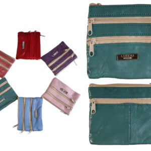 1936 TEAL BRIGHT S.NAPPA PURSE WT 4 ZIPS & KEYRING