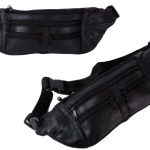BB-5 OR MF-5 BLACK LEATHER BUMBAG W/ 5 ZIPS