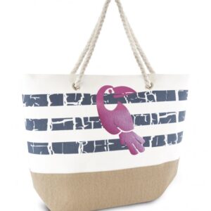 BB1015 STRIPED BAG WITH TOUCAN NAVY