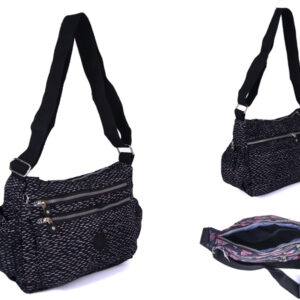 2502 BLK FLECKS Lorenz shoulder bag with 4 zips