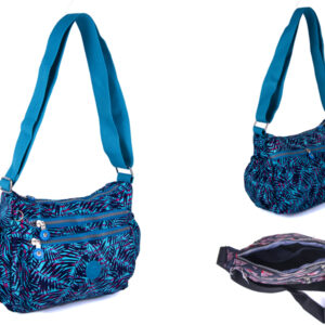 2502 TURQ PALMS Lorenz shoulder bag with 4 zips