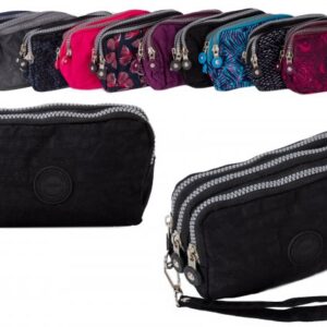 2509 BLACK LARGE TRIPLE ZIP ROUND PURSE