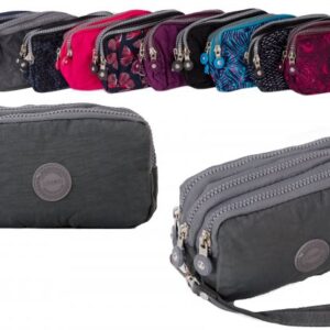 2509 Grey Large Triple Zip Round Purse