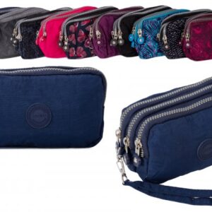2509 Navy Large Triple Zip Round Purse