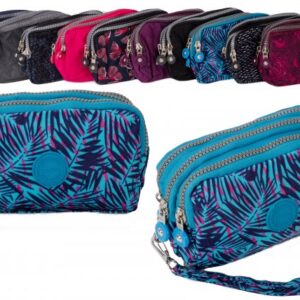 2509 TURQUOISE PALMS LARGE TRIPLE ZIP ROUND PURSE