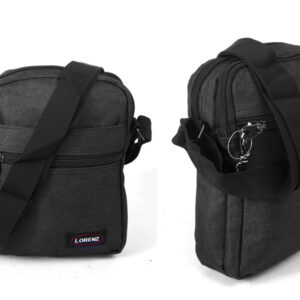 2513 BLACK shoulder bag with 4 zips rear pkt adj strap