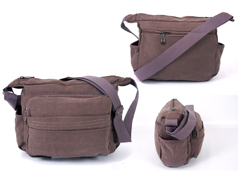 2560 BURGANDY CANVAS X SHOULDER BAG WITH 5 ZIPS