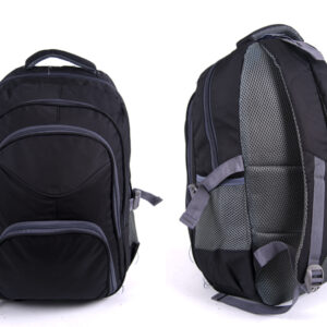 2598 BLACK/GREY NYLON BACKPACK WITH 4 ZIPS & SIDE P