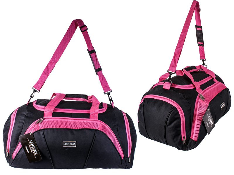 2631 BLACK/PINK 24" HOLDALL WITH FRONT POCKET&SIDE POCKET - Image 6